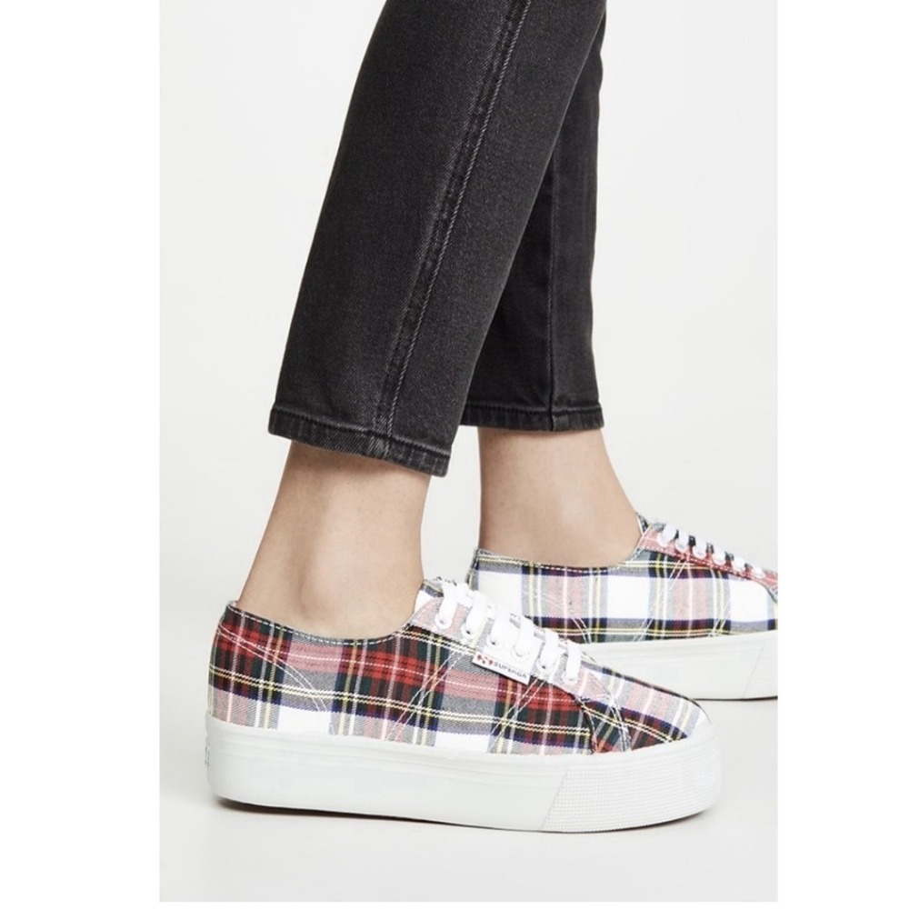 Dolls Kill "Superga" Platform Classic Plaid Preppy Italian Sneakers 41/US 91/2